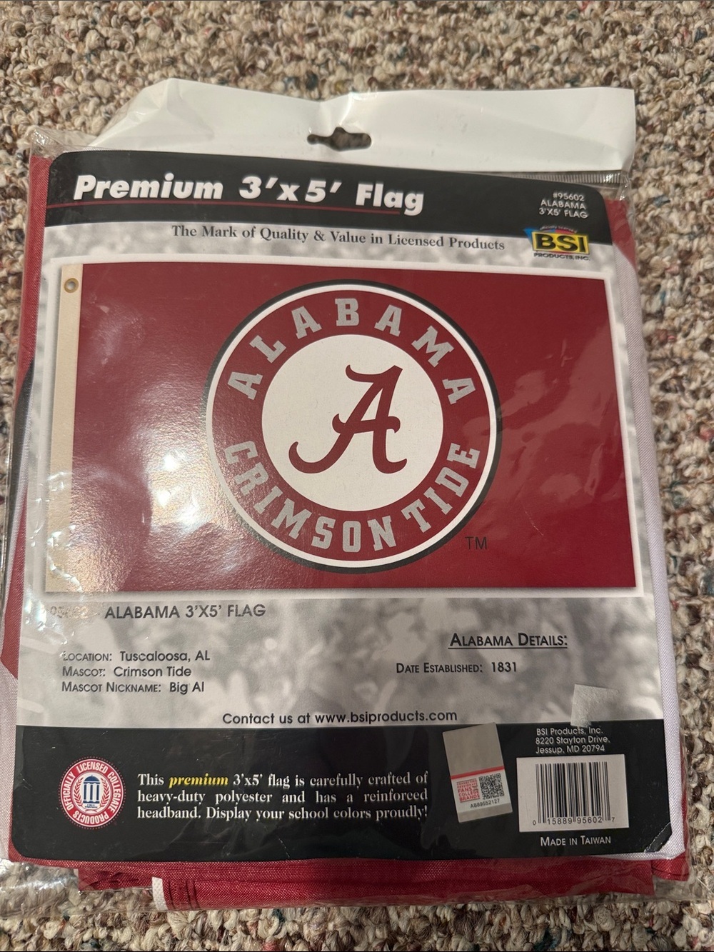 Alabama Crimson Tide 3'x5' Flag - Crimson & White